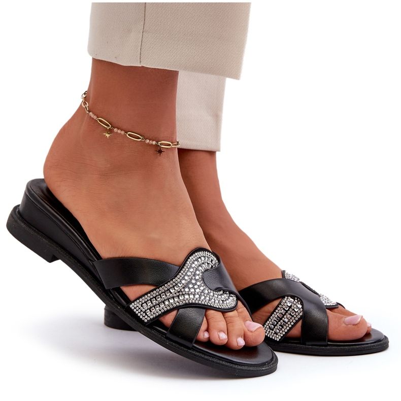 Seastar Chanclas de Cuña para Mujer con Adorno, Negro 4