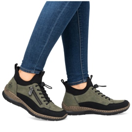 Zapatos cómodos de mujer, zapatillas verdes Rieker N32G3-54 13