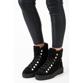 Betler Botas con cordones en la plataforma negro 4