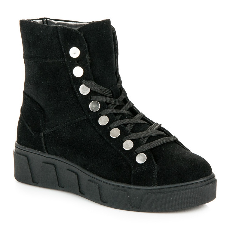 Betler Botas con cordones en la plataforma negro 1