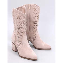 Lange Botas tacón caladas beige 3