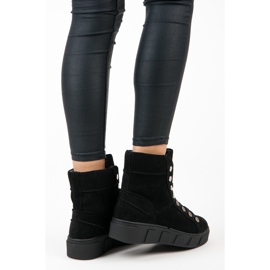 Betler Botas con cordones en la plataforma negro 5