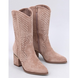 Botas tacón caladas Lange Caqui marrón 2
