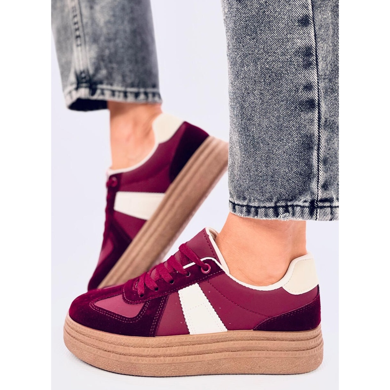 Zapatillas Belmont Wine con suela alta rojo 2