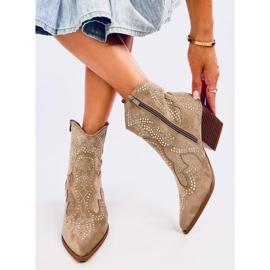 Lorenzo Bota cowboy caqui con piedras beige 5