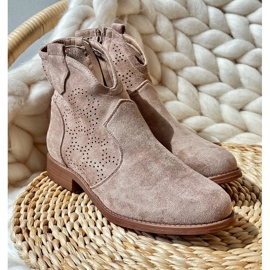 Botas Caladas De Mujer Con Tacón Plano Beige S.Barski HY66-151 1