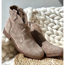 Botas Caladas De Mujer Con Tacón Plano Beige S.Barski HY66-151 2