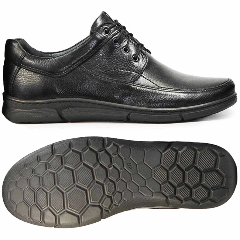 Kampol Zapatos casual hombre piel 42KAM, negro 1