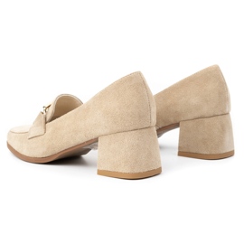 Exquisite Salón de tacón para mujer en ante 1355EX, beige 3