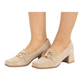 Exquisite Salón de tacón para mujer en ante 1355EX, beige 8