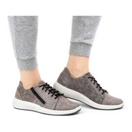WASAK Zapatos mujer, deportivas de piel 0602W, flores grises 1
