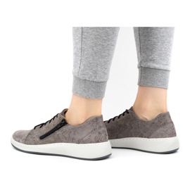 WASAK Zapatos mujer, deportivas de piel 0602W, flores grises 10