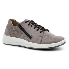 WASAK Zapatos mujer, deportivas de piel 0602W, flores grises 4