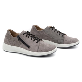 WASAK Zapatos mujer, deportivas de piel 0602W, flores grises 5