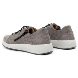 WASAK Zapatos mujer, deportivas de piel 0602W, flores grises 7