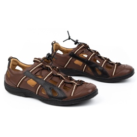 Kampol Zapatos hombre verano piel 26 marrón 4