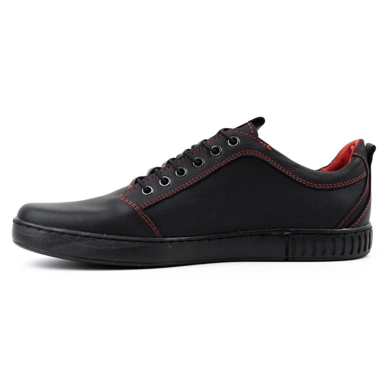 Polbut Zapatos casual hombre piel 2121/2, negro y rojo 1
