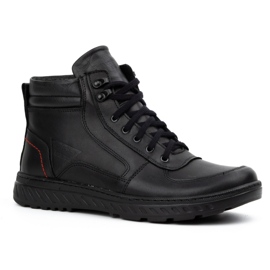 Olivier Zapatos de invierno para hombre, botines de piel 950MP, negro 2