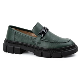 WASAK Zapatos slip-on mujer de piel 706X verde con suela gruesa 2