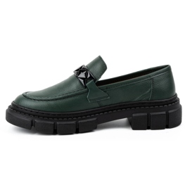 WASAK Zapatos slip-on mujer de piel 706X verde con suela gruesa 1