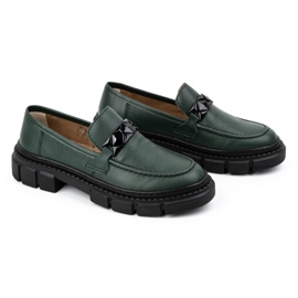WASAK Zapatos slip-on mujer de piel 706X verde con suela gruesa 3