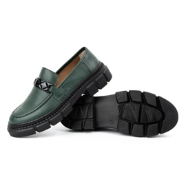 WASAK Zapatos slip-on mujer de piel 706X verde con suela gruesa 4