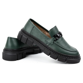 WASAK Zapatos slip-on mujer de piel 706X verde con suela gruesa 5