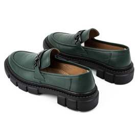 WASAK Zapatos slip-on mujer de piel 706X verde con suela gruesa 6