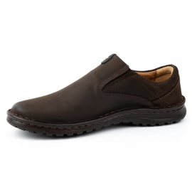 Kampol Zapatos sin cordones de piel para hombre 12KAM, marrón oscuro 2
