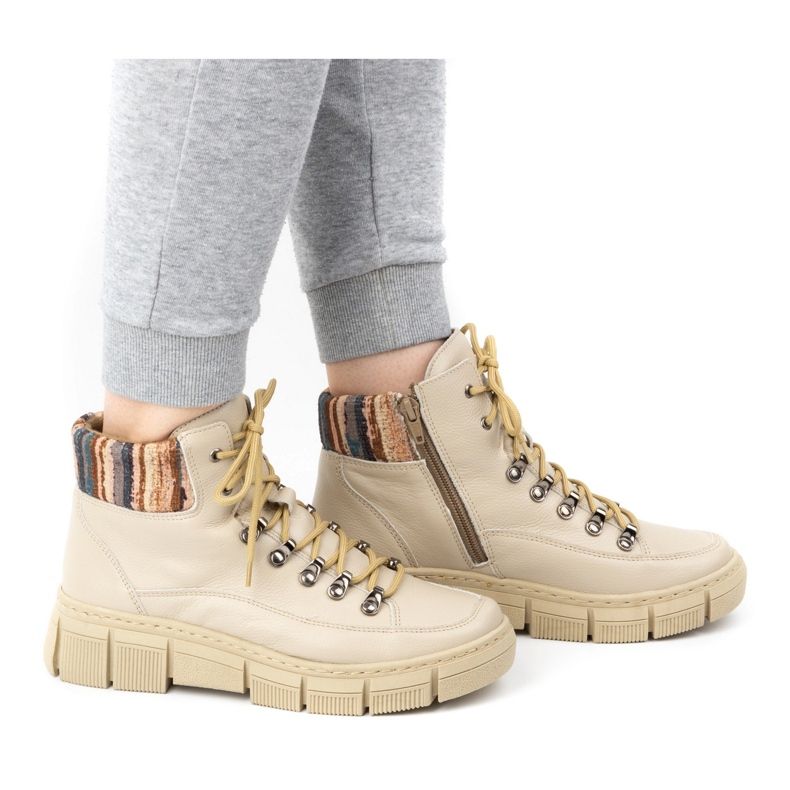 WASAK Botines mujer invierno piel 0698W, beige 1