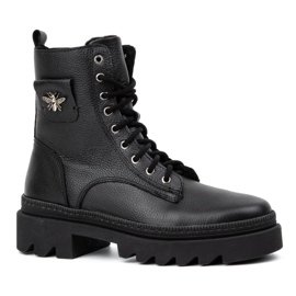 Olivier Botas de invierno de mujer de piel con aislamiento 1186 negro 2