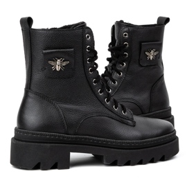 Olivier Botas de invierno de mujer de piel con aislamiento 1186 negro 5