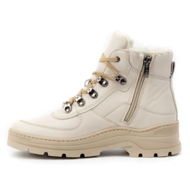 Olivier Botas de invierno de piel con aislamiento para mujer 1050, beige 2