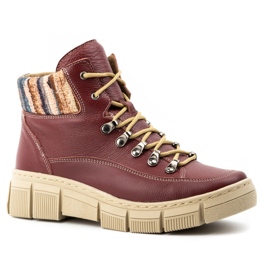 WASAK Zapatos mujer, botines, zapatillas deportivas de piel de invierno 0698W, burdeos rojo 2