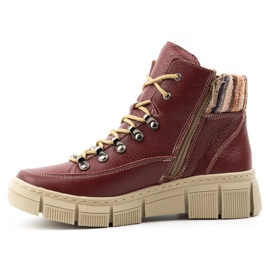 WASAK Zapatos mujer, botines, zapatillas deportivas de piel de invierno 0698W, burdeos rojo 1
