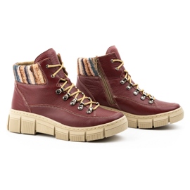 WASAK Zapatos mujer, botines, zapatillas deportivas de piel de invierno 0698W, burdeos rojo 4