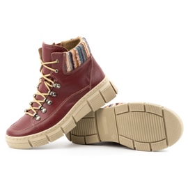 WASAK Zapatos mujer, botines, zapatillas deportivas de piel de invierno 0698W, burdeos rojo 5