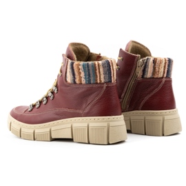 WASAK Zapatos mujer, botines, zapatillas deportivas de piel de invierno 0698W, burdeos rojo 6