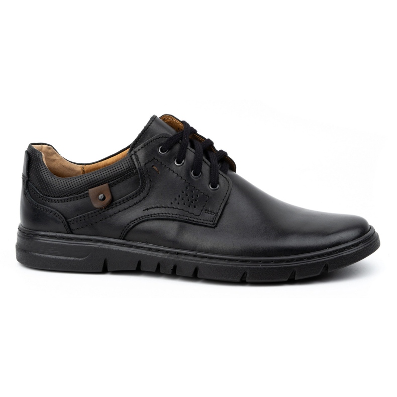 Kampol Zapatos casual de piel para hombre 57KAM, negro 1