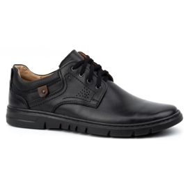 Kampol Zapatos casual de piel para hombre 57KAM, negro 3