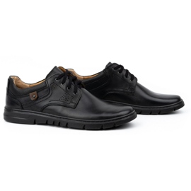 Kampol Zapatos casual de piel para hombre 57KAM, negro 4