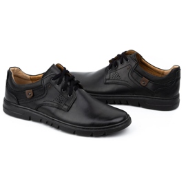 Kampol Zapatos casual de piel para hombre 57KAM, negro 6