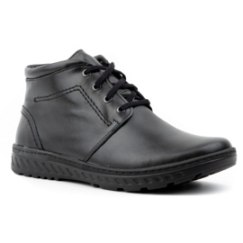 KOMODO Botín hombre invierno ancho piel cordones 926K Negro 2