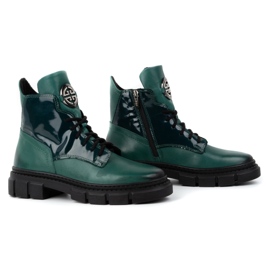 Olivier Botas de invierno mujer de piel con aislamiento 1169 verde 4