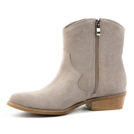 Olivier Botines de piel serraje con cremallera y flecos 1139, beige 2