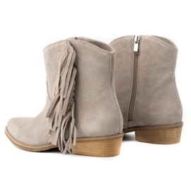 Olivier Botines de piel serraje con cremallera y flecos 1139, beige 5