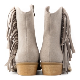 Olivier Botines de piel serraje con cremallera y flecos 1139, beige 8