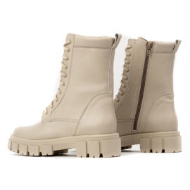 WASAK Botines de mujer con cordones en piel con aislamiento alto, invierno 0709W beige 5