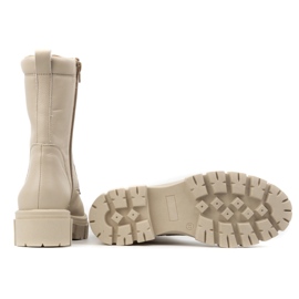 WASAK Botines de mujer con cordones en piel con aislamiento alto, invierno 0709W beige 6