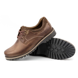 KOMODO Zapatos de cuero para hombre, zapatos polacos 879 marrón 4